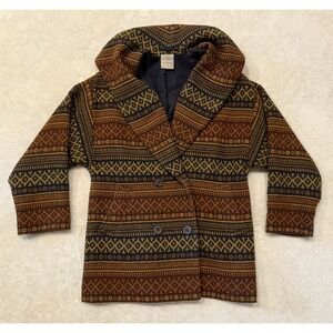 VTG Alexon Womens Sz 12 Wool‎ Coat Lined Southwest Aztec Blanket Great Britain